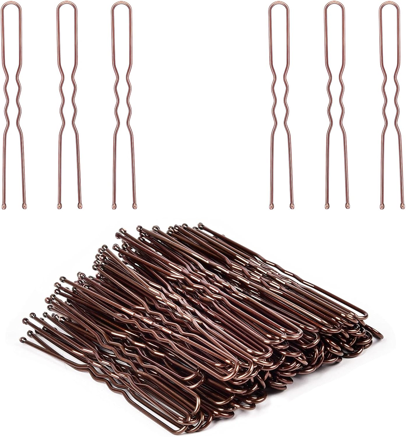 U Shaped Hair Pins, IKOCO 2.4inch Hair Pins for Women with Storage Box, Brown