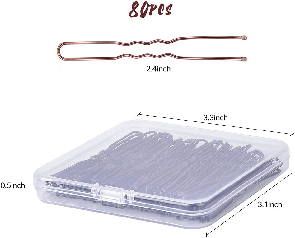 U Shaped Hair Pins, IKOCO 2.4inch Hair Pins for Women with Storage Box, Brown - Image 2