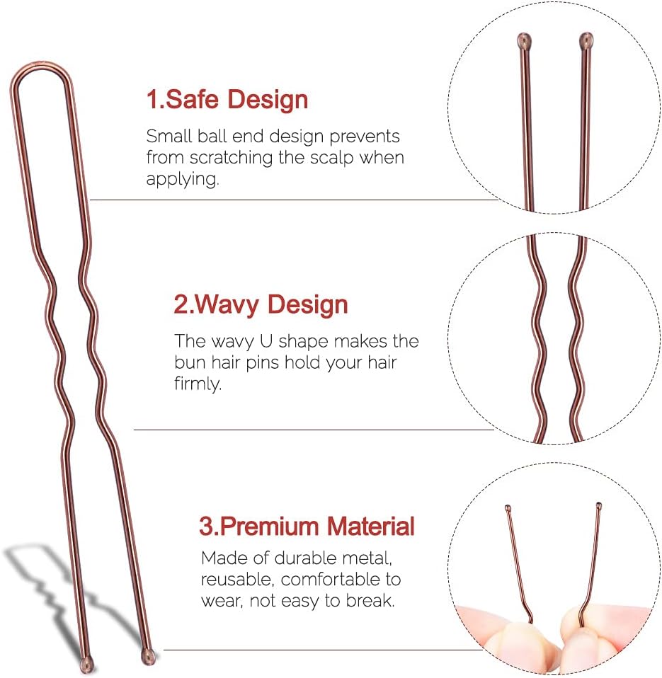 U Shaped Hair Pins, IKOCO 2.4inch Hair Pins for Women with Storage Box, Brown - Image 4
