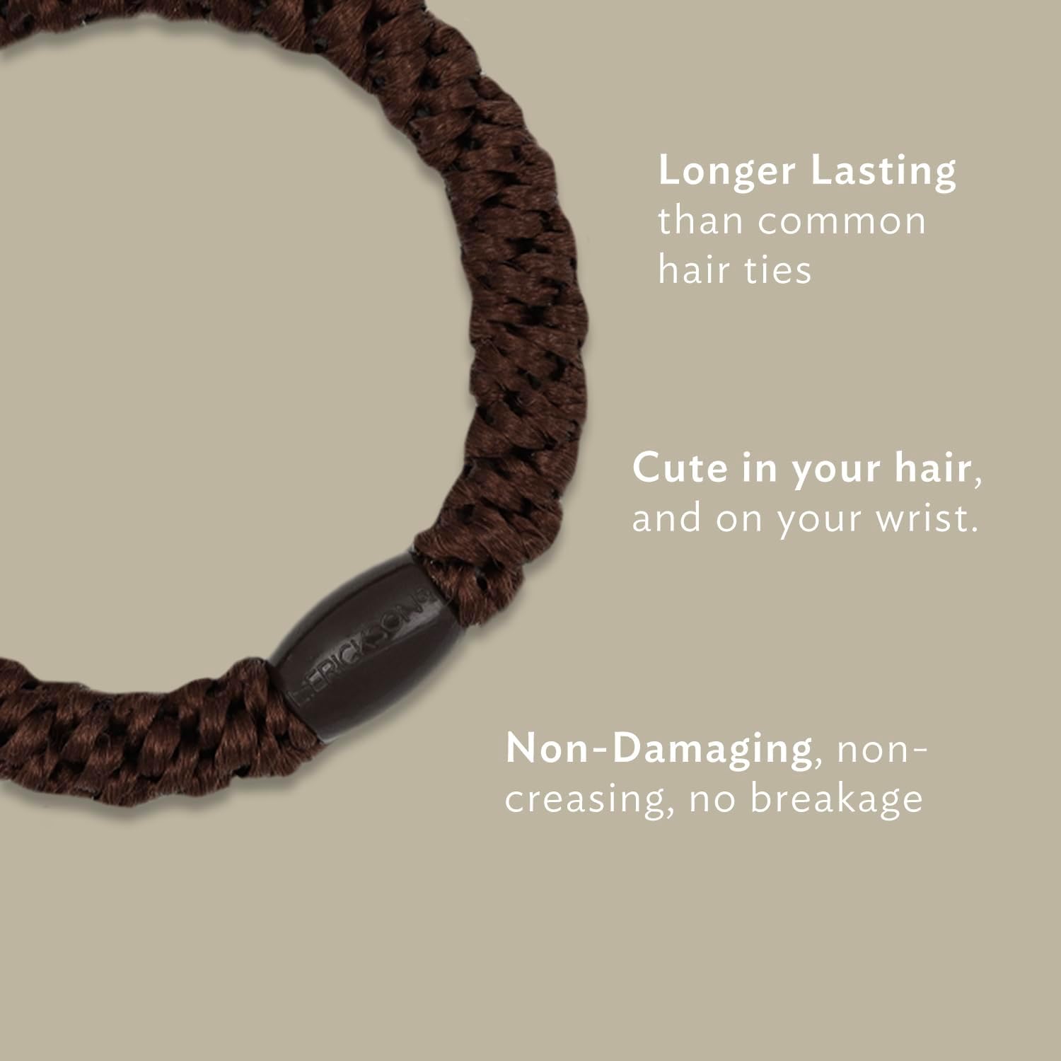 L. Erickson Brown and Black Hair Ties for Thick Hair, Grab & Go Ponytail Holders, 8 Pack, Classic, Thick No-Crease Bands with Strong Hold, Damage-Free Design, Everyday Neutral Style - Image 2
