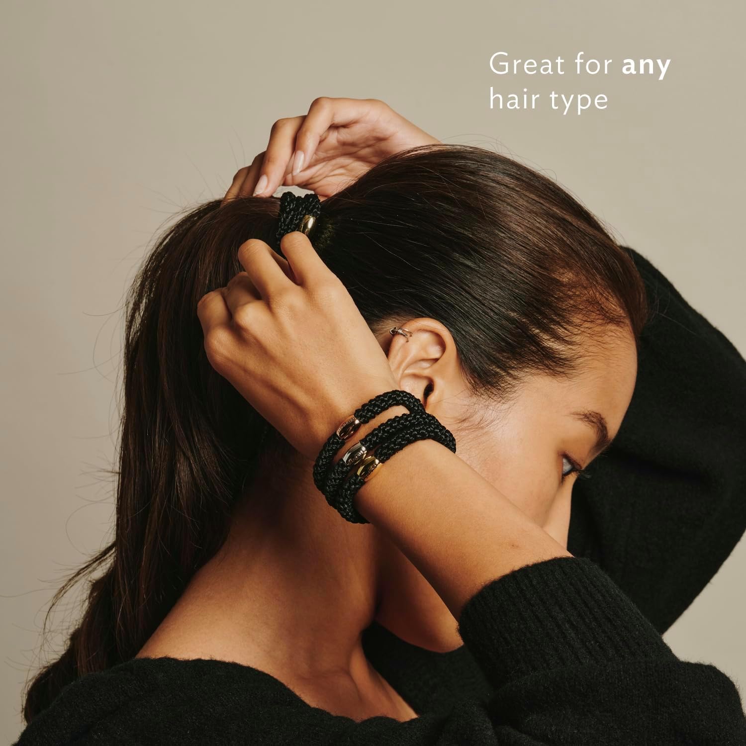 L. Erickson Brown and Black Hair Ties for Thick Hair, Grab & Go Ponytail Holders, 8 Pack, Classic, Thick No-Crease Bands with Strong Hold, Damage-Free Design, Everyday Neutral Style - Image 4
