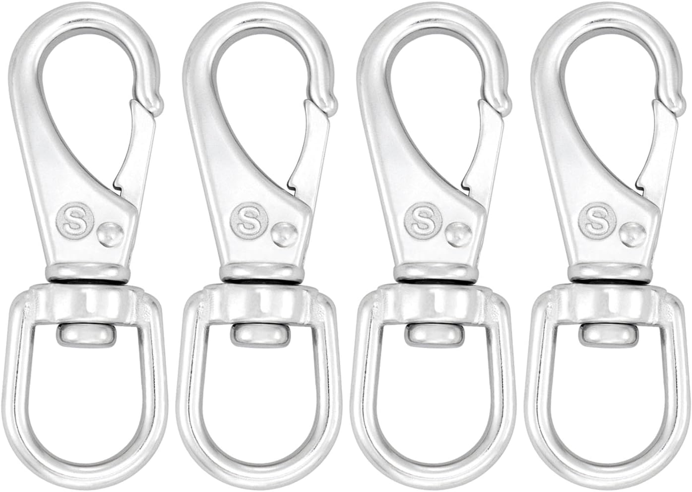 SHONAN 3.5 Inch Stainless Steel Flag Clips for Flagpole Rope- 4 Pack Diving Clips Flag Pole Clips, Swivel Snap Hooks for Dog leashes, Keychains, Boat Ropes, Bird Feeders